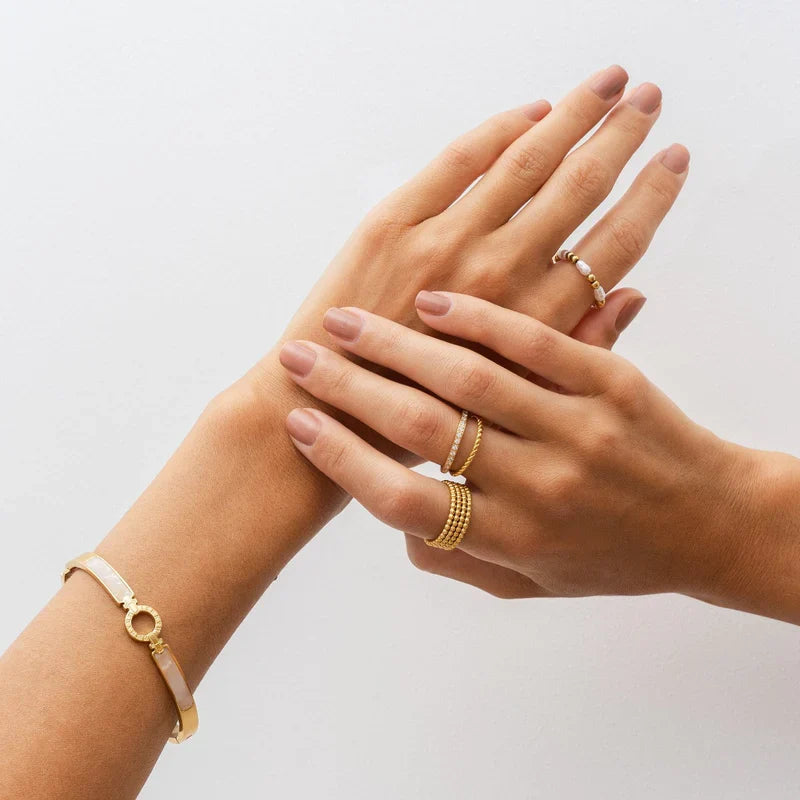 Anel Minimalista Bolinhas Banhado a Ouro 18K