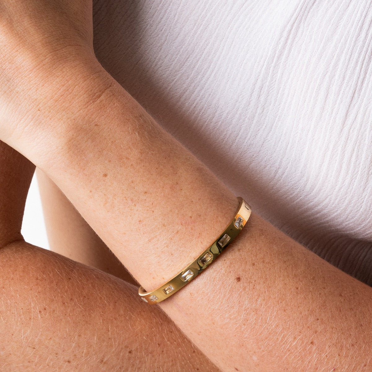 Bracelete com Zircônias Retangulares