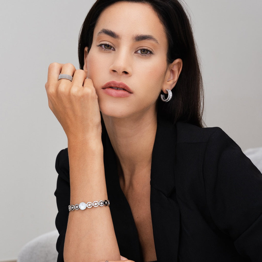 Bracelete Colmeia de Zircônia Prata