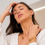 Pulseira Pingente Hamsa Banhado a Ouro 18k