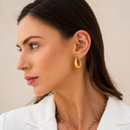 Brinco Argola Texturizada Banhado a Ouro 18k