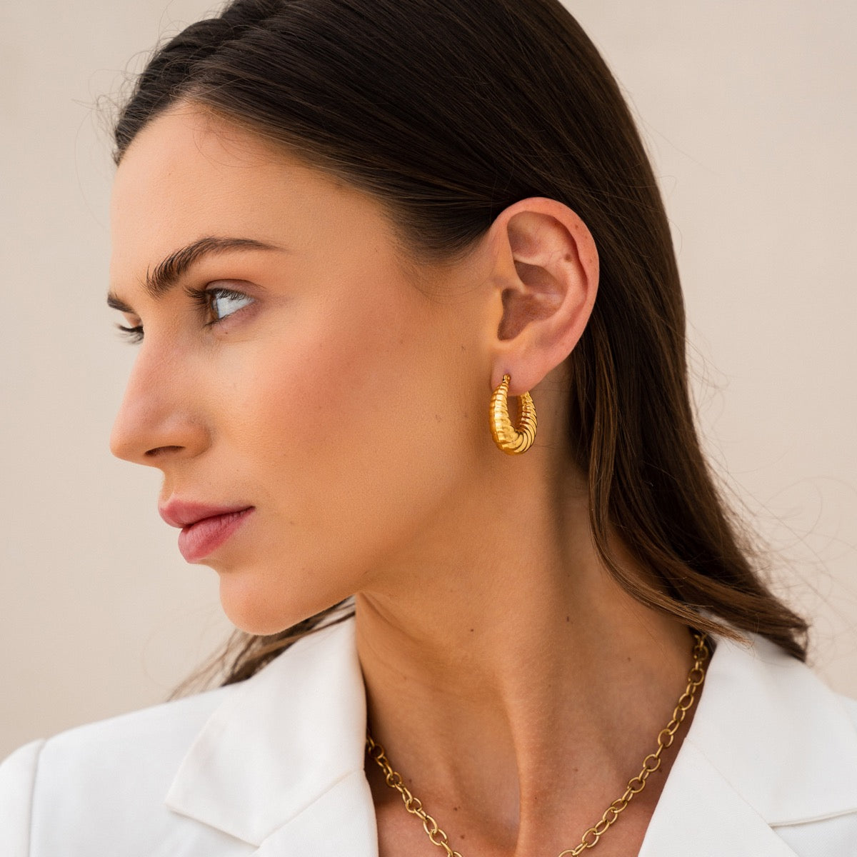 Brinco Argola Texturizada Banhado a Ouro 18k