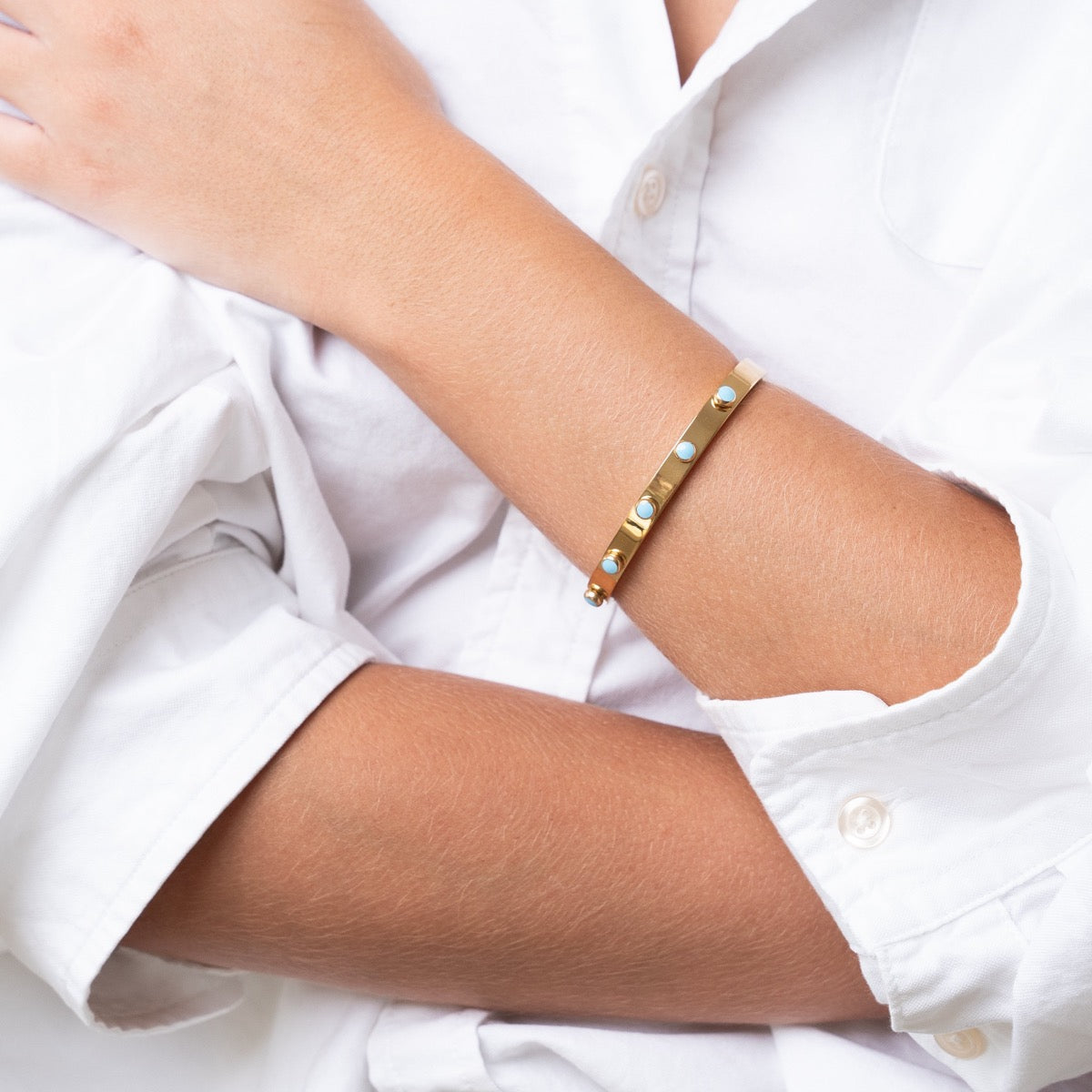Bracelete de Pedras Azuis Banhado a Ouro 18k