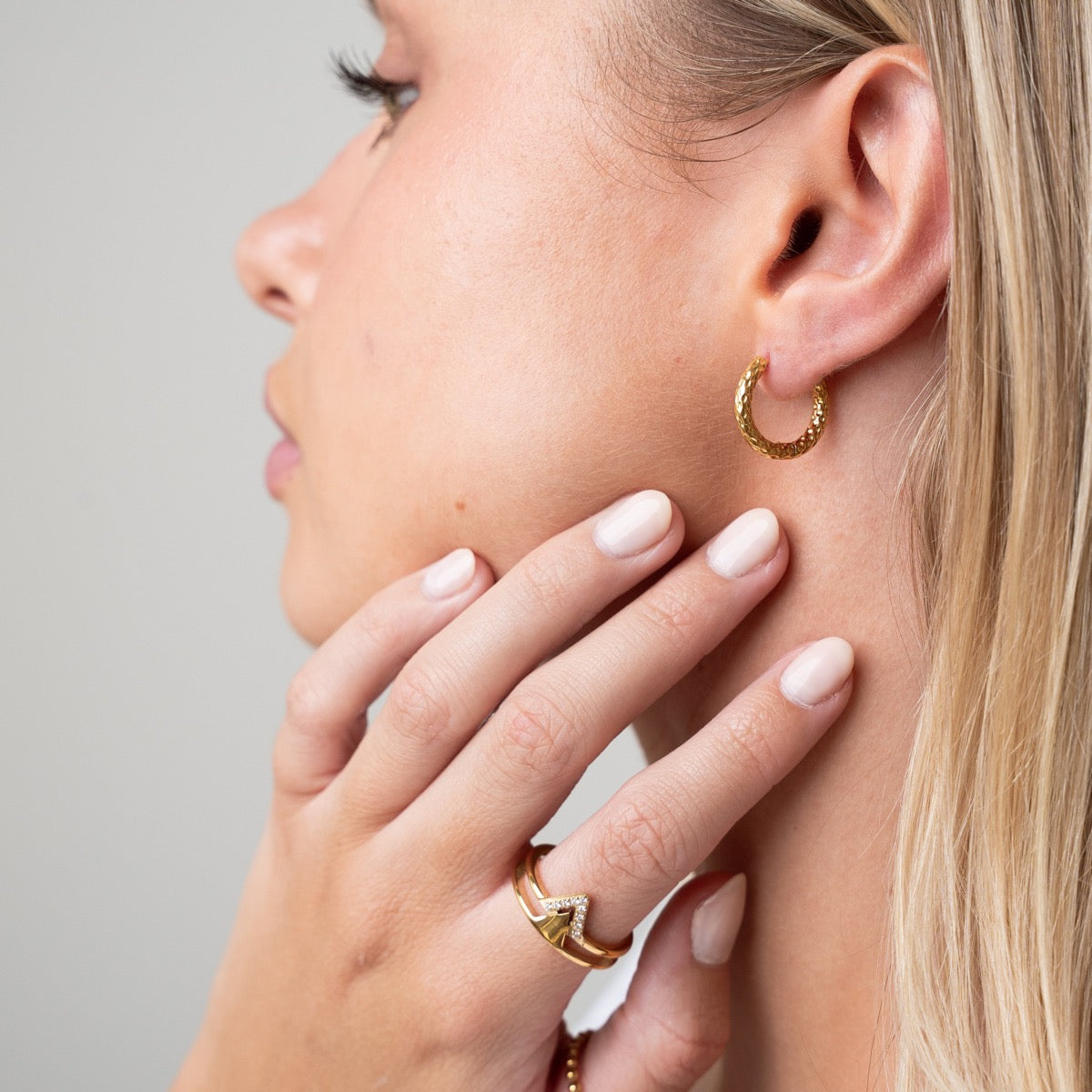 Brincos Mirage Texturizados Banhado a Ouro 18K