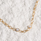 Colar de Pérola em Cadeias Banhado a Ouro 18K
