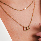 Colar com Pingente Quadrado Banhado Ouro 18K