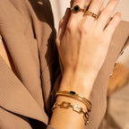 Bracelete Dupla Camada com Pedra de Onix