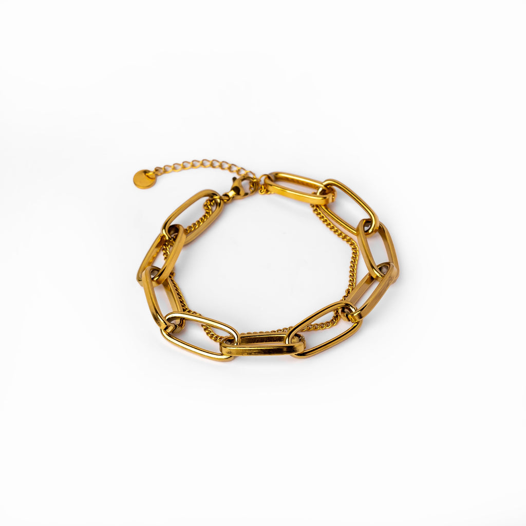 Pulseira Dupla Figaro Banhado a Ouro 18k