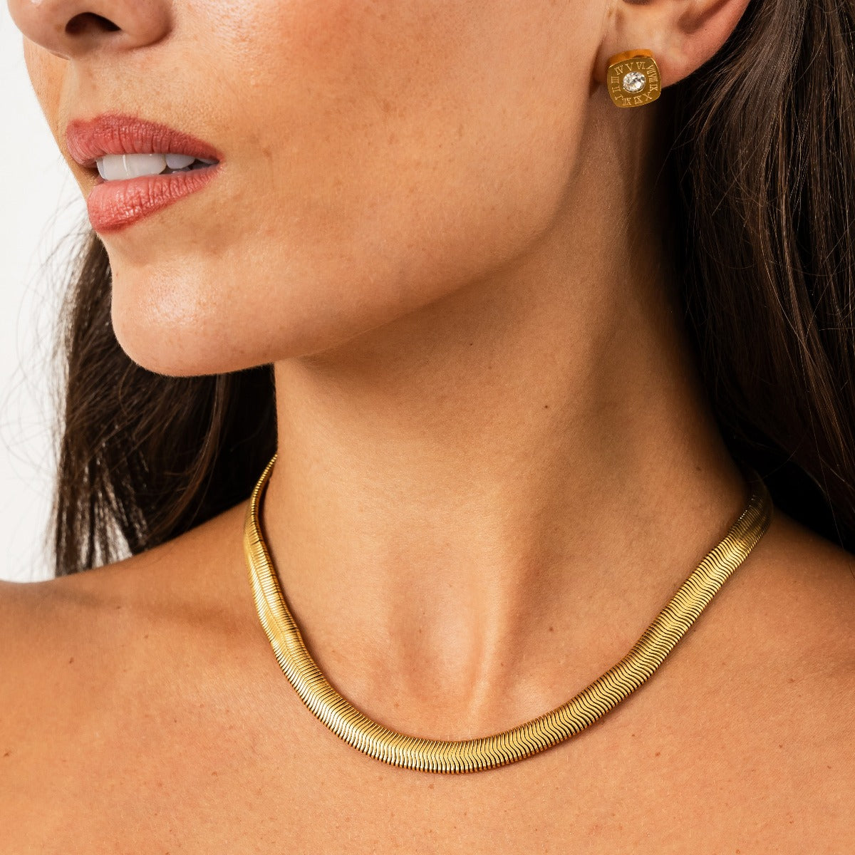 Colar Textura de Cobra Banhado a Ouro 18K