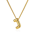 Colar Inicial Letra Formato Balão Banhado a Ouro 18k