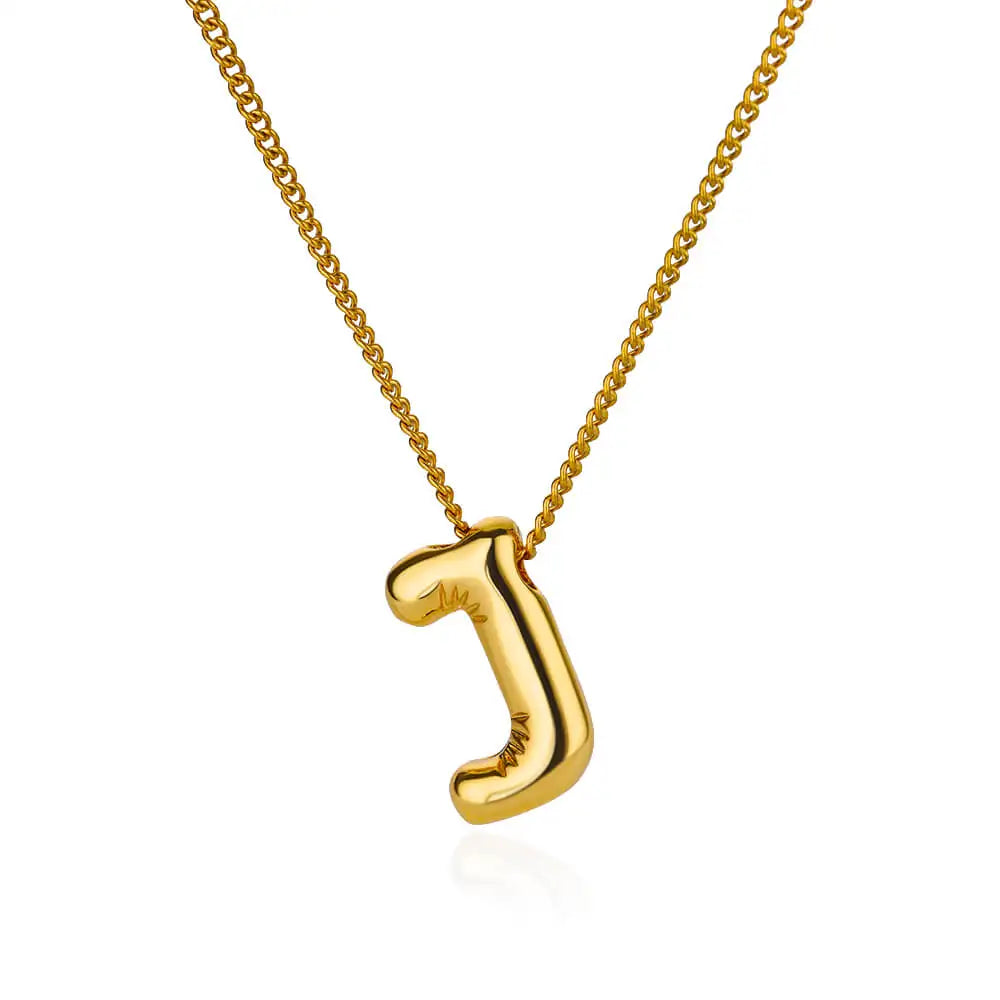 Colar Inicial Letra Formato Balão Banhado a Ouro 18k