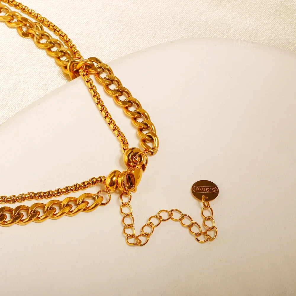Colar Duplo com Cristal de Zircônia