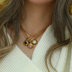 Colar Dourado com Pingente Pedra de Zircônia
