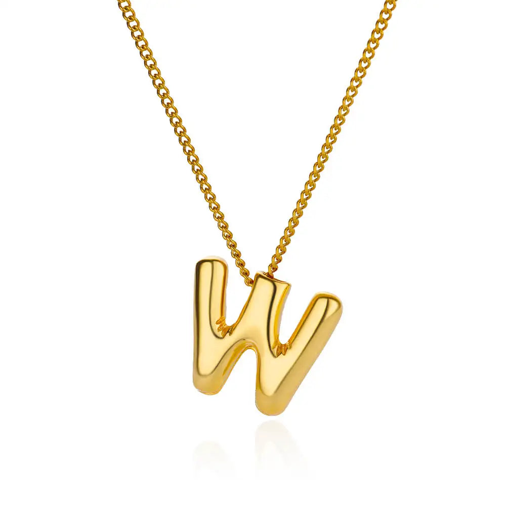 Colar Inicial Letra Formato Balão Banhado a Ouro 18k