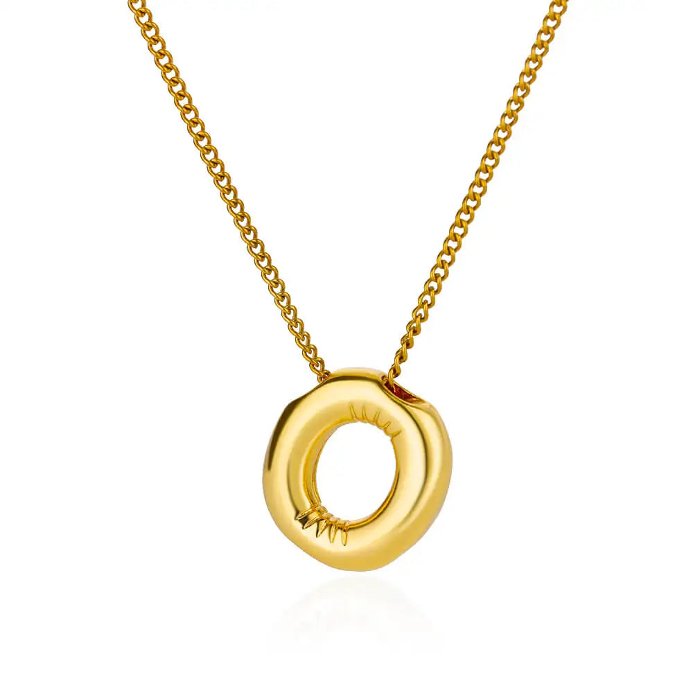 Colar Inicial Letra Formato Balão Banhado a Ouro 18k
