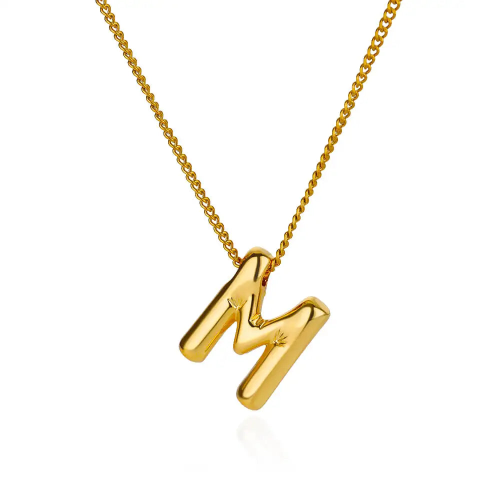 Colar Inicial Letra Formato Balão Banhado a Ouro 18k