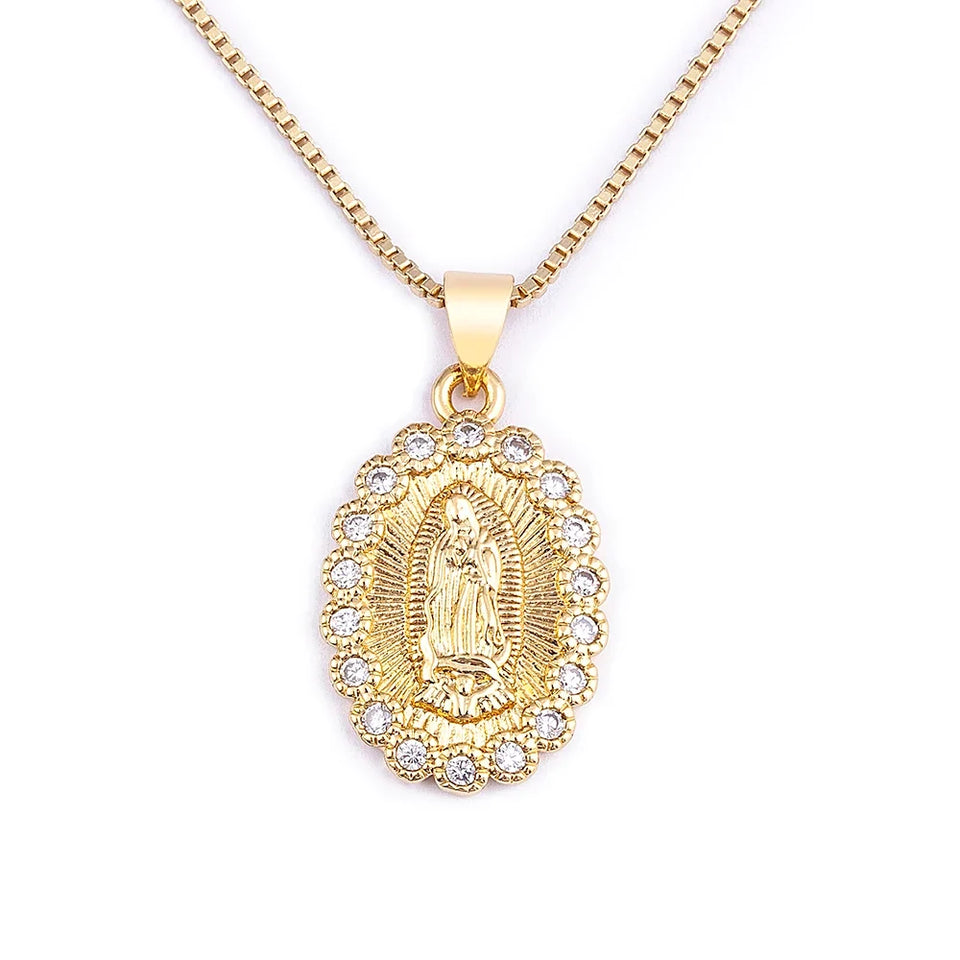 Colar Pingente Virgem Maria com Zircônia