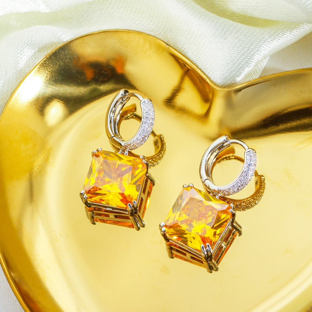 Brinco Pingente Cristal Zircônia