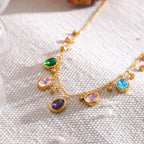 Colar com Cristais de Zircônia Coloridas