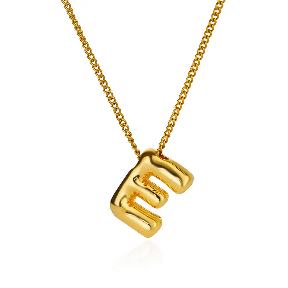 Colar Inicial Letra Formato Balão Banhado a Ouro 18k