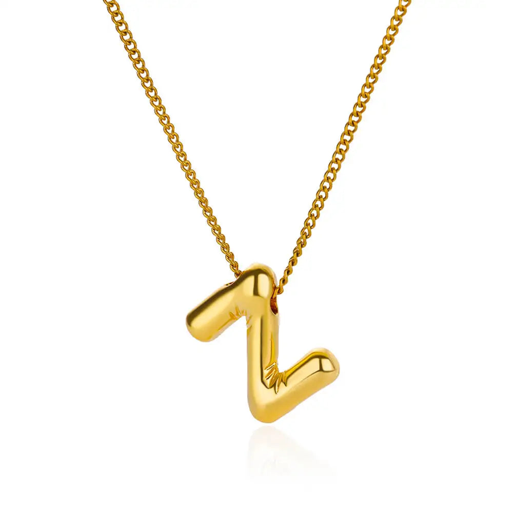 Colar Inicial Letra Formato Balão Banhado a Ouro 18k