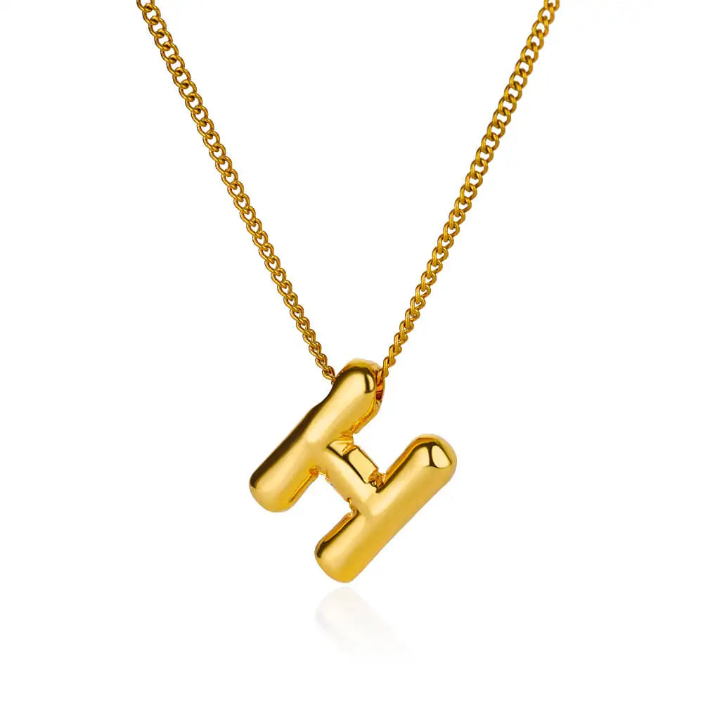 Colar Inicial Letra Formato Balão Banhado a Ouro 18k