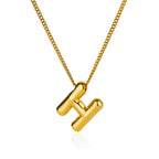 Colar Inicial Letra Formato Balão Banhado a Ouro 18k