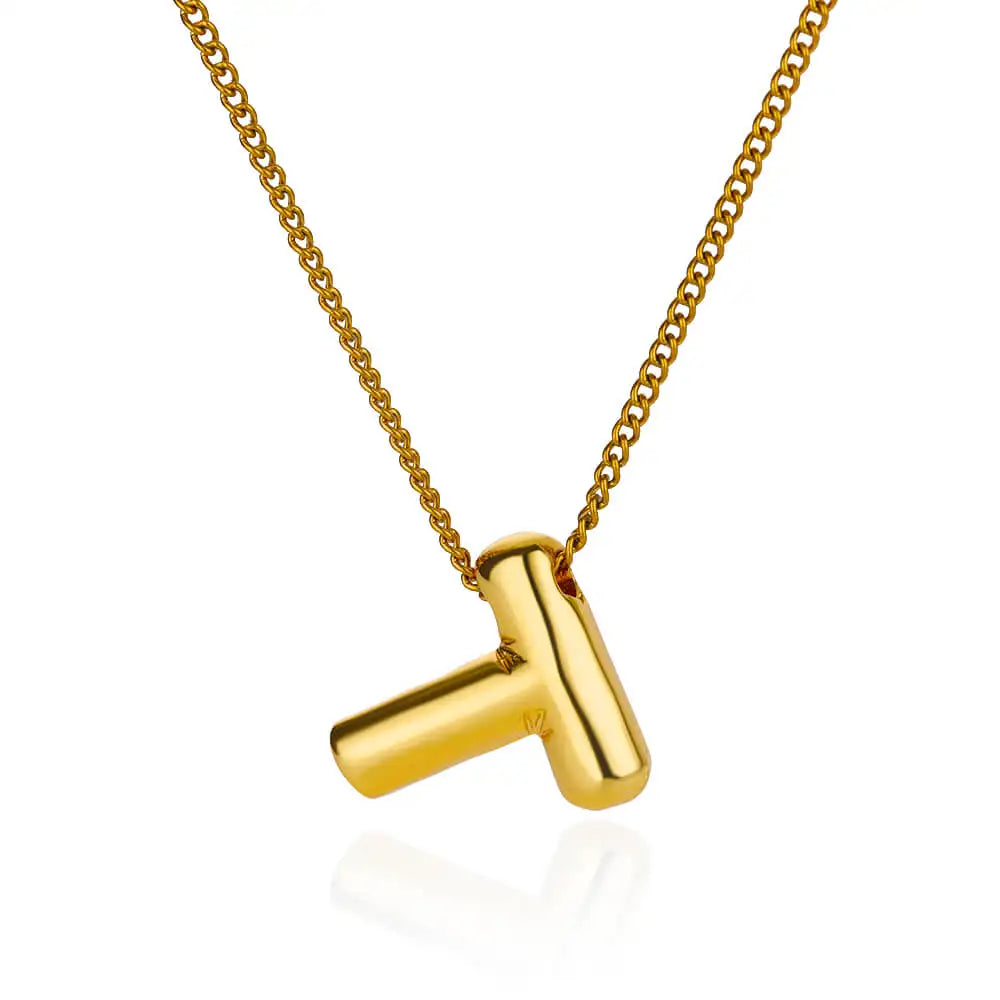 Colar Inicial Letra Formato Balão Banhado a Ouro 18k