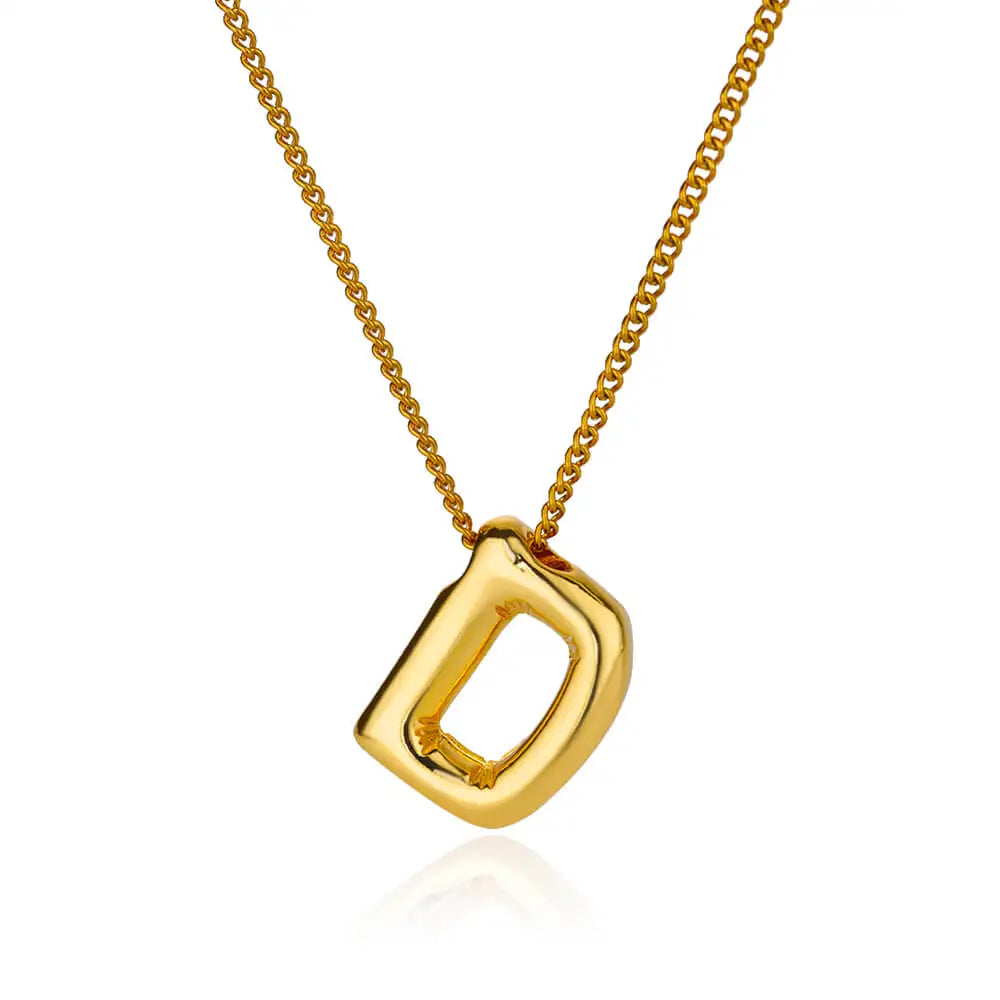 Colar Inicial Letra Formato Balão Banhado a Ouro 18k
