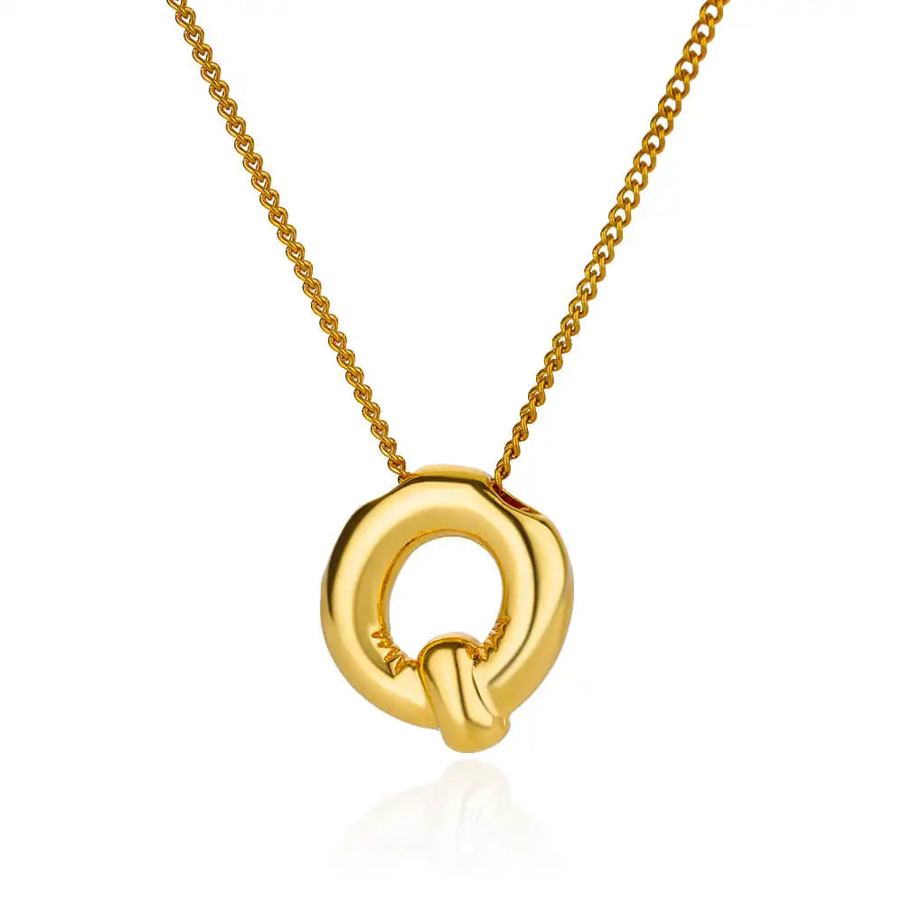 Colar Inicial Letra Formato Balão Banhado a Ouro 18k