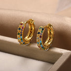 Brinco Argola Cravejado Zircônia Banhado a Ouro 18k