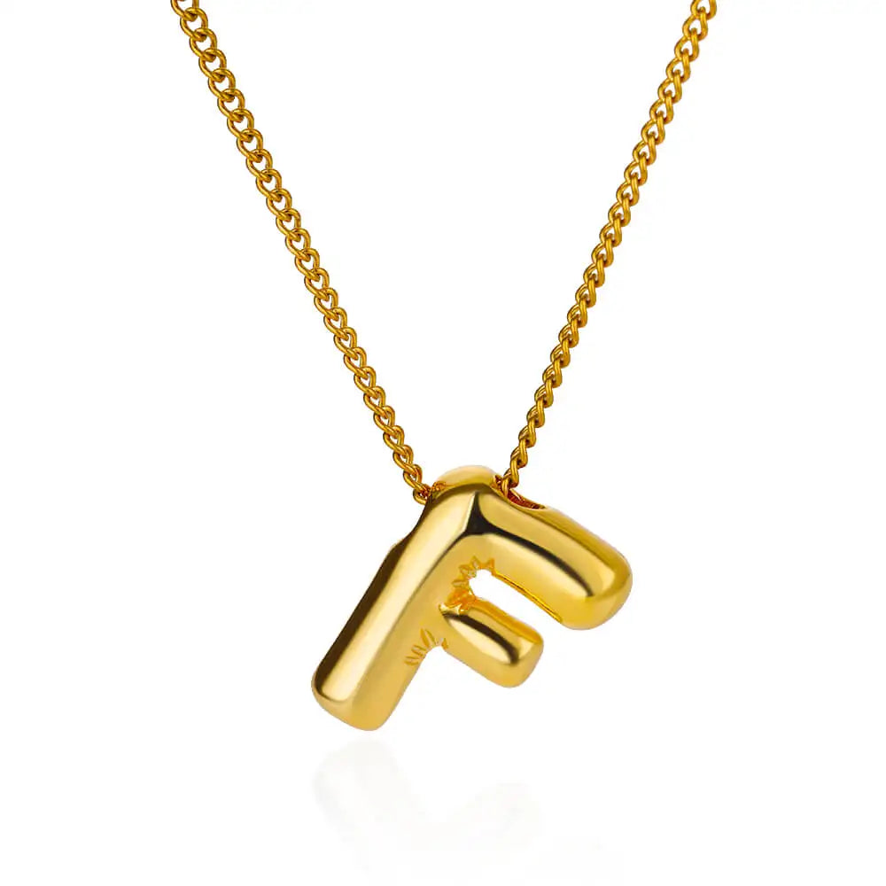 Colar Inicial Letra Formato Balão Banhado a Ouro 18k