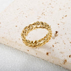 Anel de Corrente Banhado a Ouro 18K