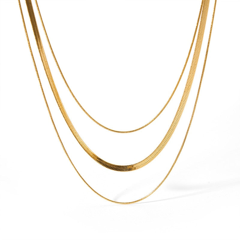 Colar Triplo Banhado a Ouro 18K