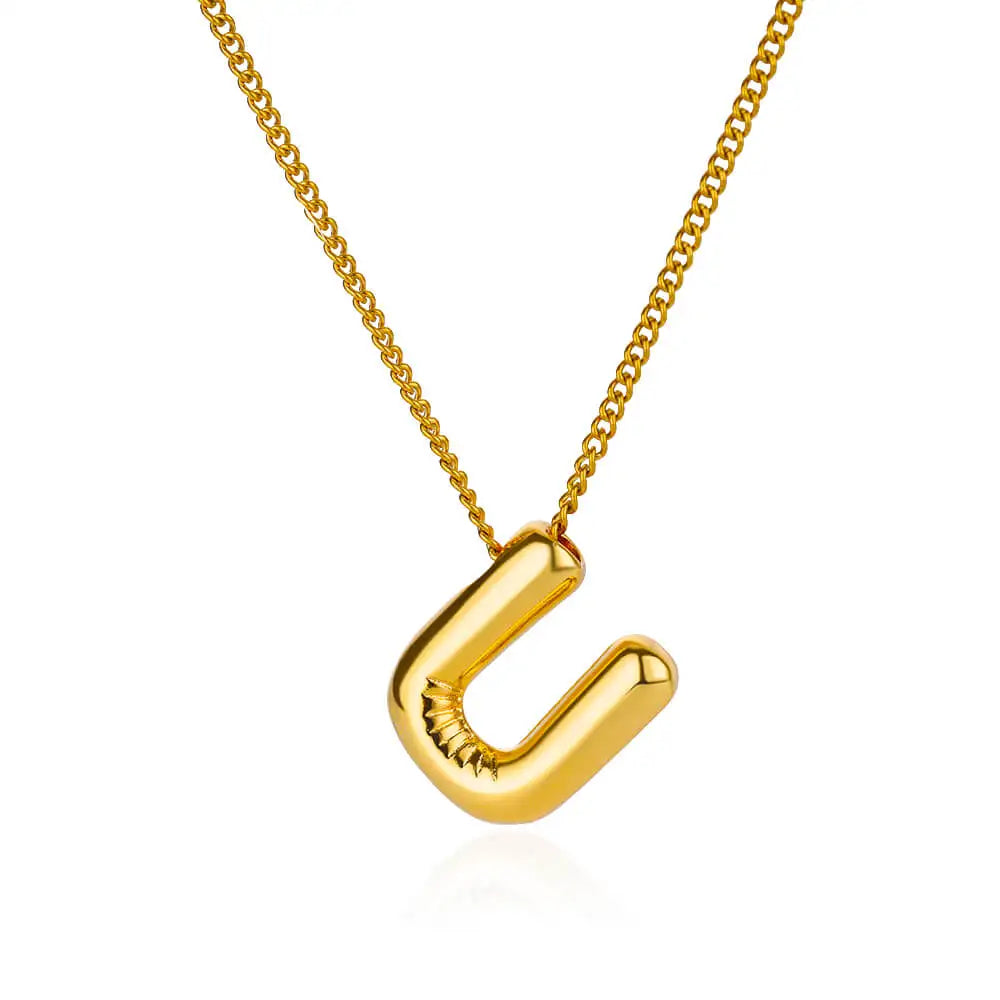 Colar Inicial Letra Formato Balão Banhado a Ouro 18k