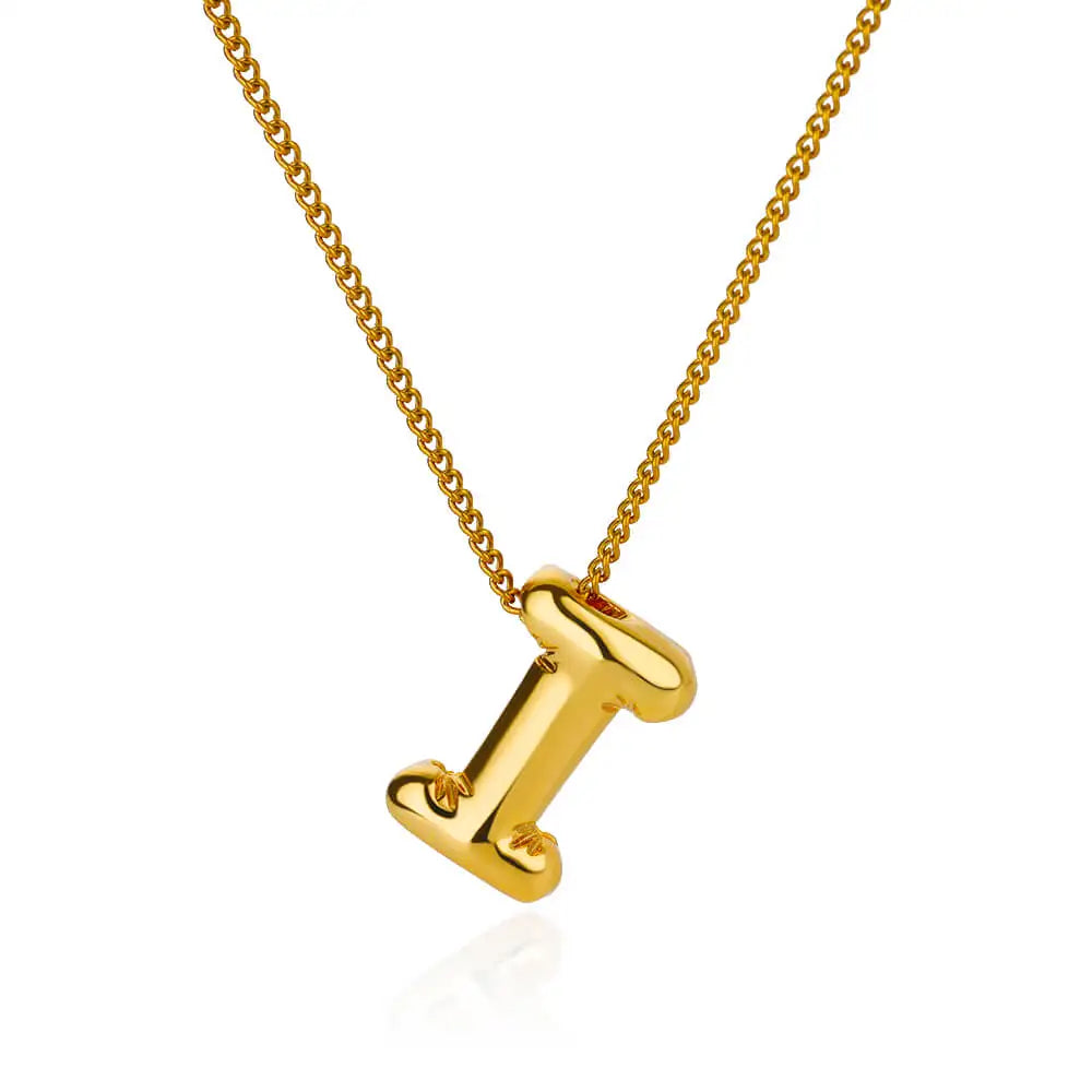 Colar Inicial Letra Formato Balão Banhado a Ouro 18k