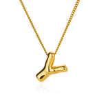 Colar Inicial Letra Formato Balão Banhado a Ouro 18k