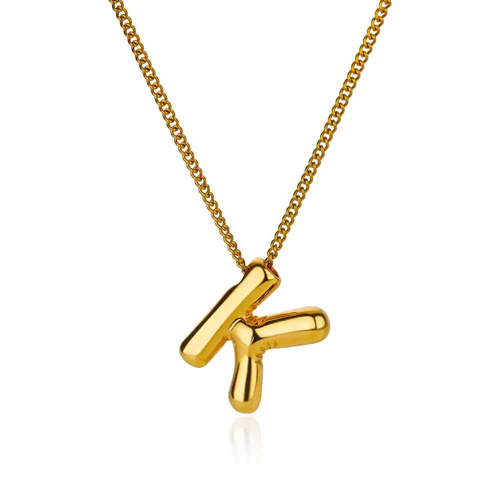 Colar Inicial Letra Formato Balão Banhado a Ouro 18k
