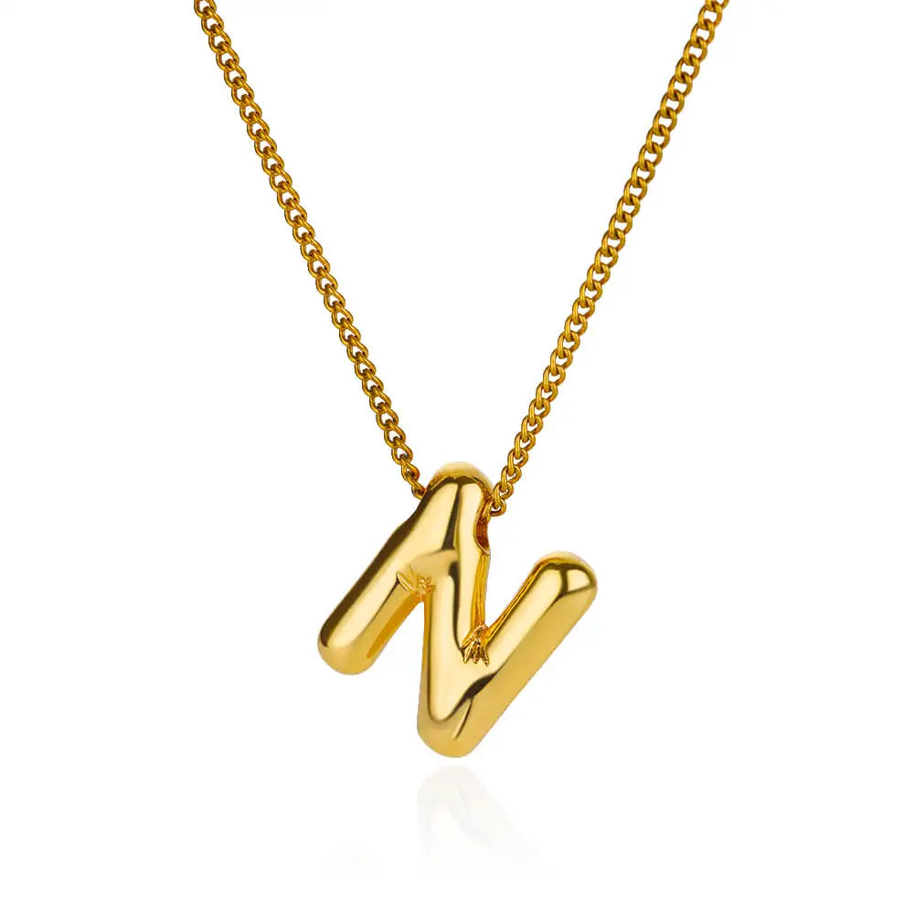 Colar Inicial Letra Formato Balão Banhado a Ouro 18k