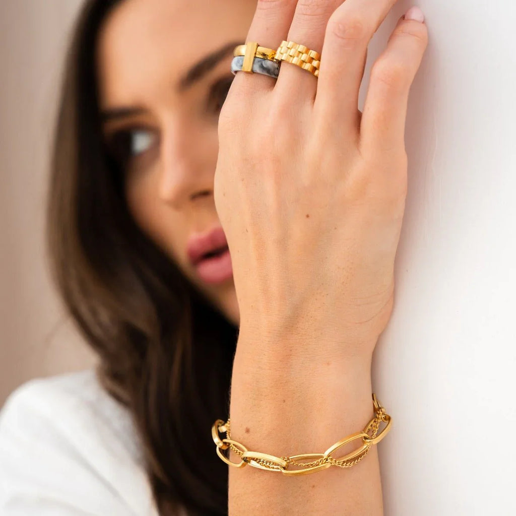 Anel Zaira Dupla Camada Banhado a Ouro 18k