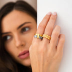 Anel Zaira Dupla Camada Banhado a Ouro 18k