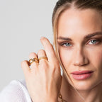 Anel Lunara com Zircônia Banhado a Ouro 18K