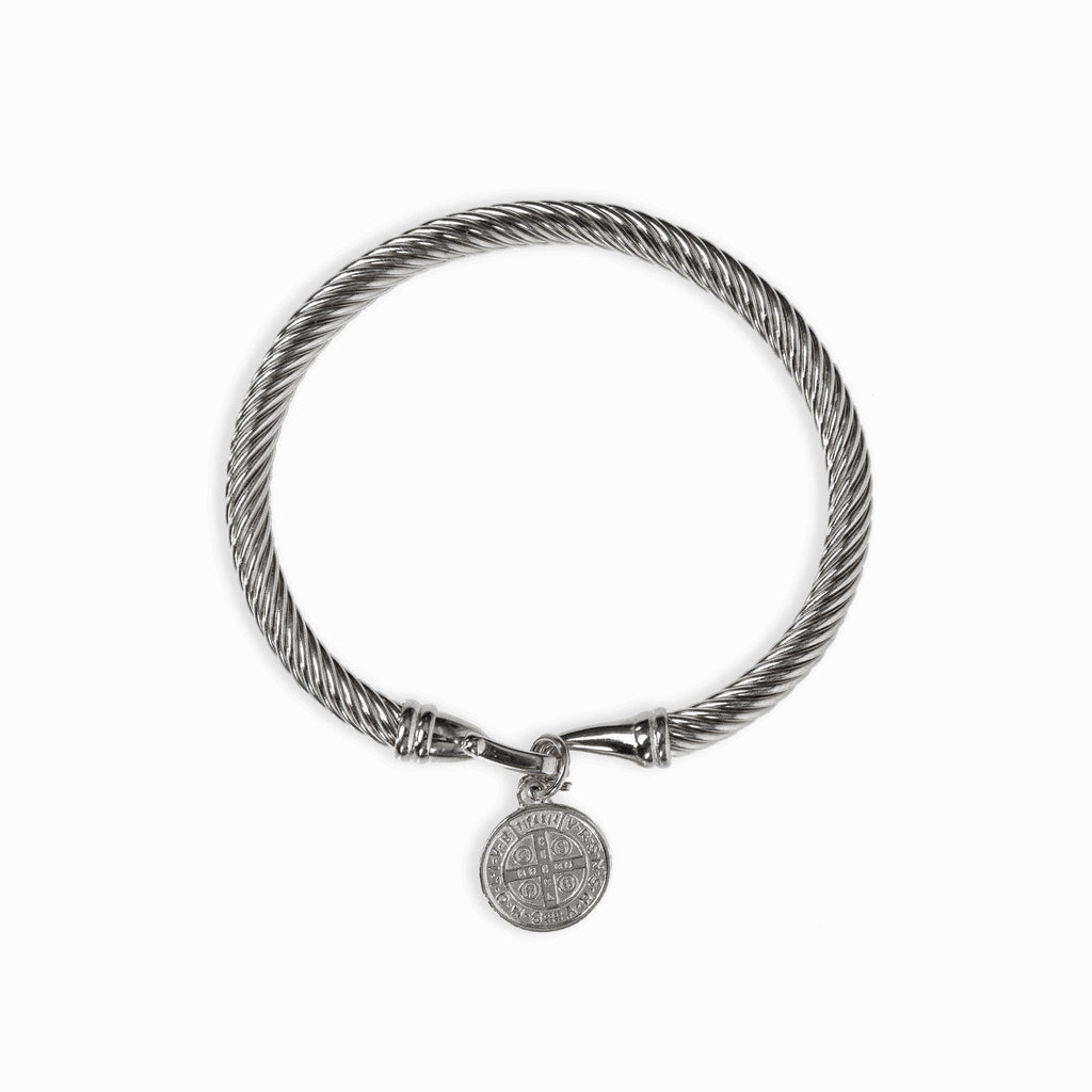 Bracelete com Pingente de São Bento Prata