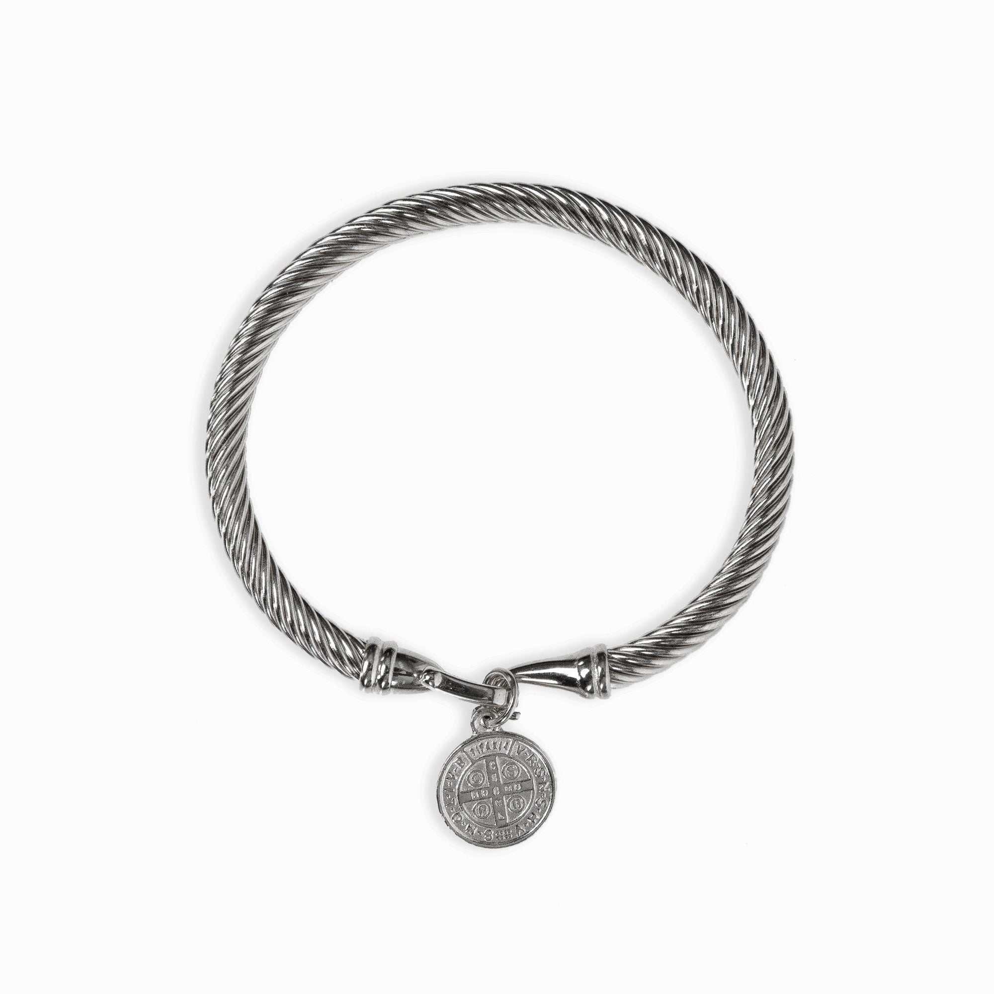 Bracelete com Pingente de São Bento Prata