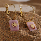 Brinco Argola com Pedra Natural Rosa