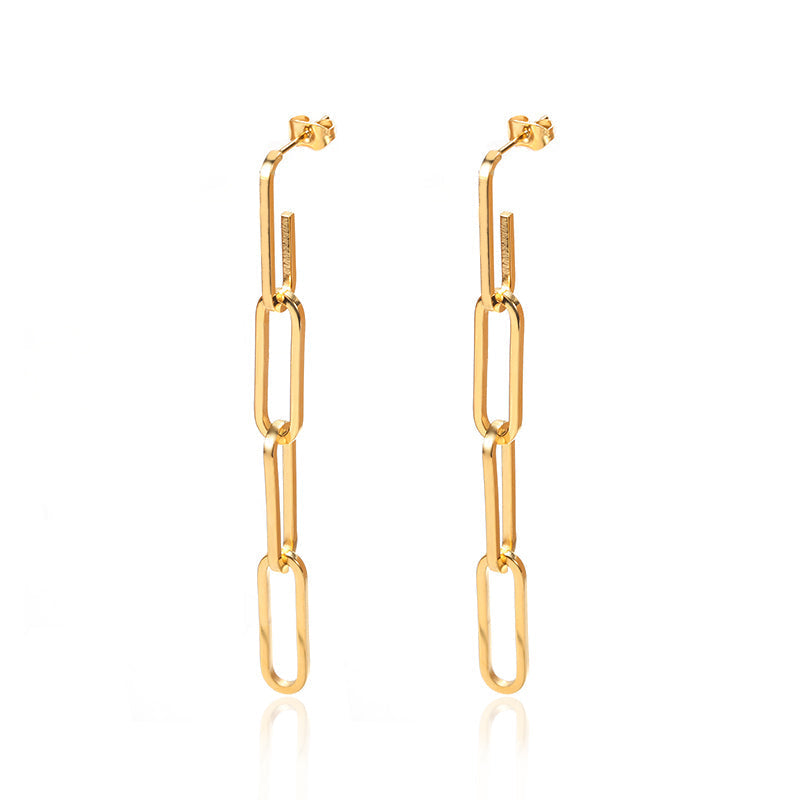 Brincos Dourados de Corrente Banhado a ouro 18k