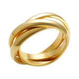 Anel Triplo Interligamos Banhado a Ouro 18K